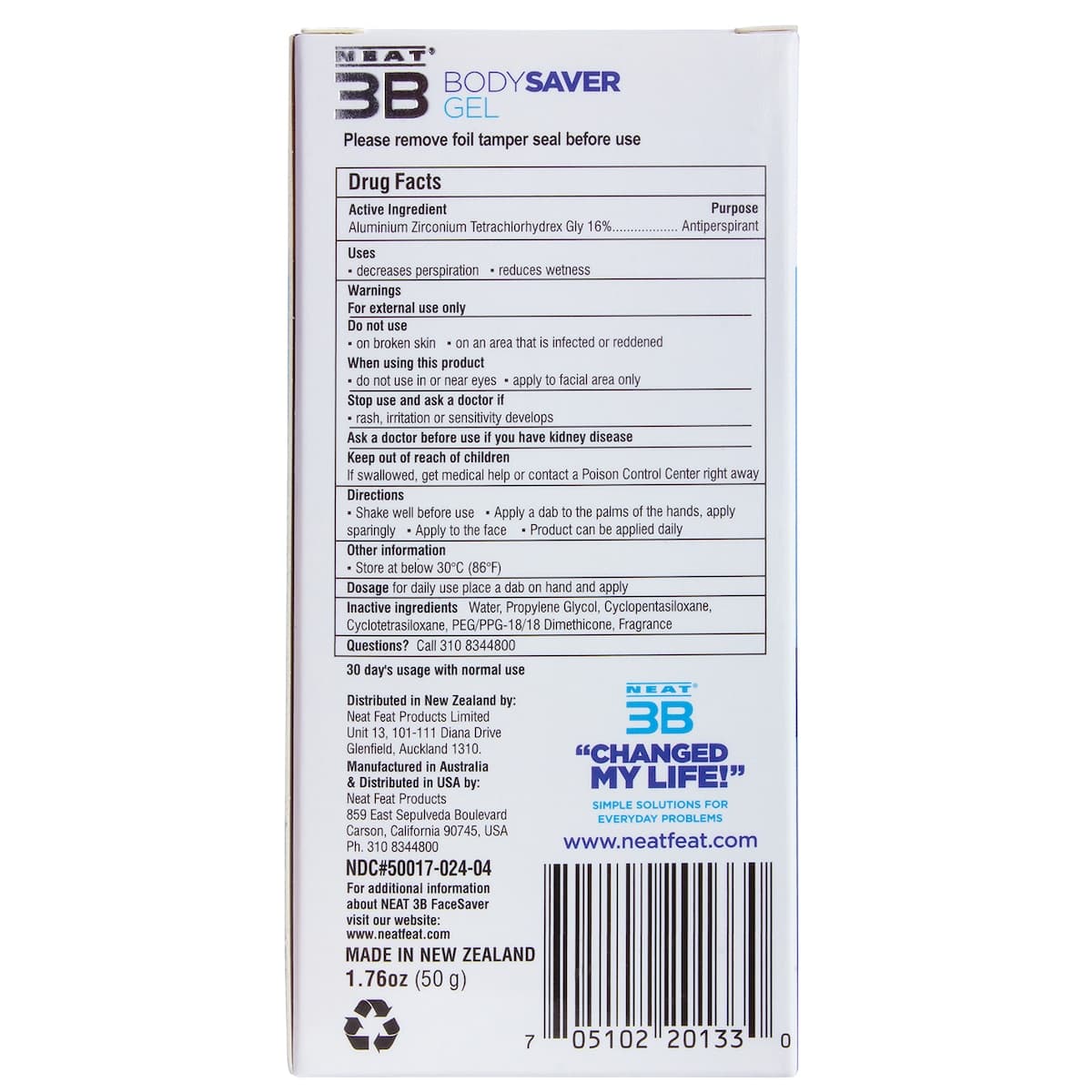 Thumbnail Neat 3B Face Saver Gel For Facial Sweating 50g