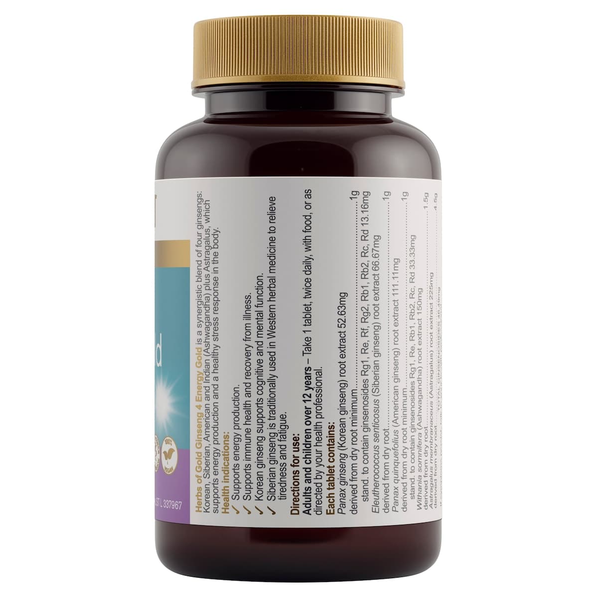 Thumbnail Herbs of Gold Ginseng 4 Energy Gold 60 Tablets