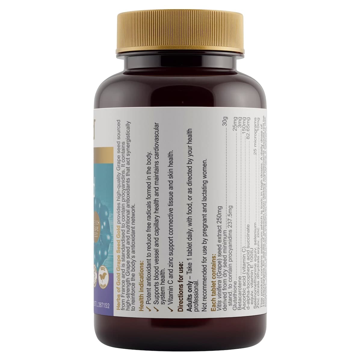 Thumbnail Herbs of Gold Grape Seed Gold 60 Tablets