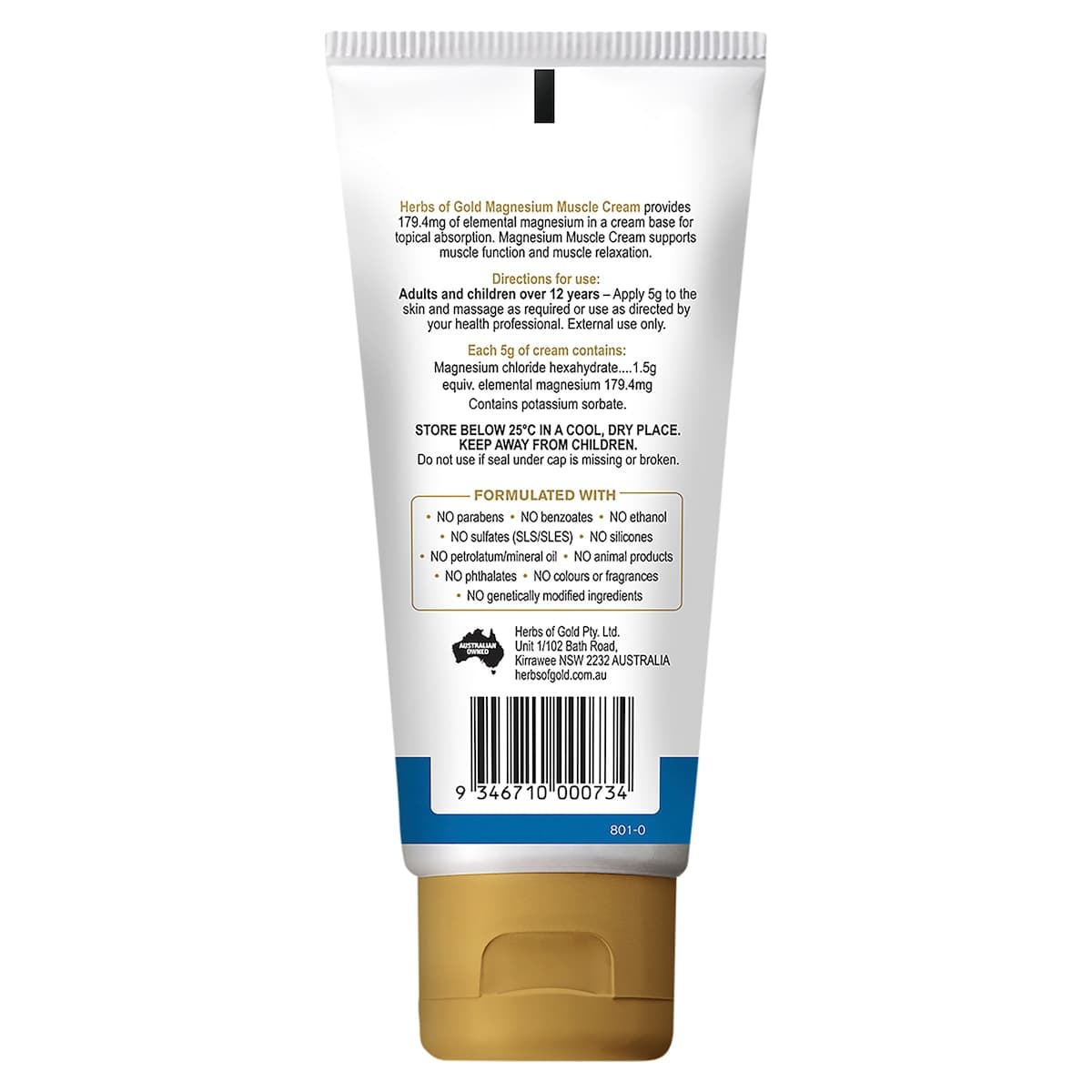 Thumbnail Herbs of Gold Magnesium Muscle Cream 100g