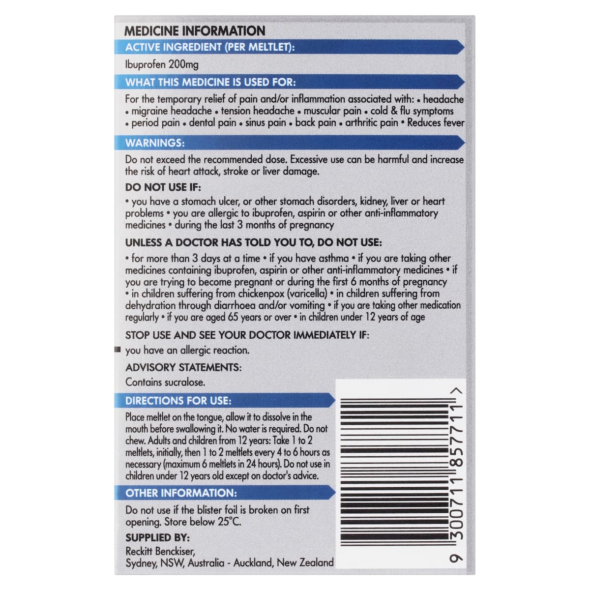 Thumbnail Nurofen Meltlets Ibuprofen Pain Relief Berry Burst 24 Tablets