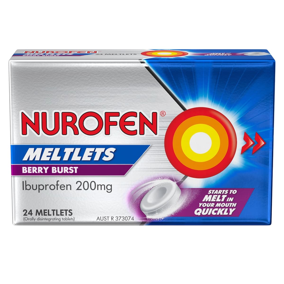 Thumbnail Nurofen Meltlets Ibuprofen Pain Relief Berry Burst 24 Tablets