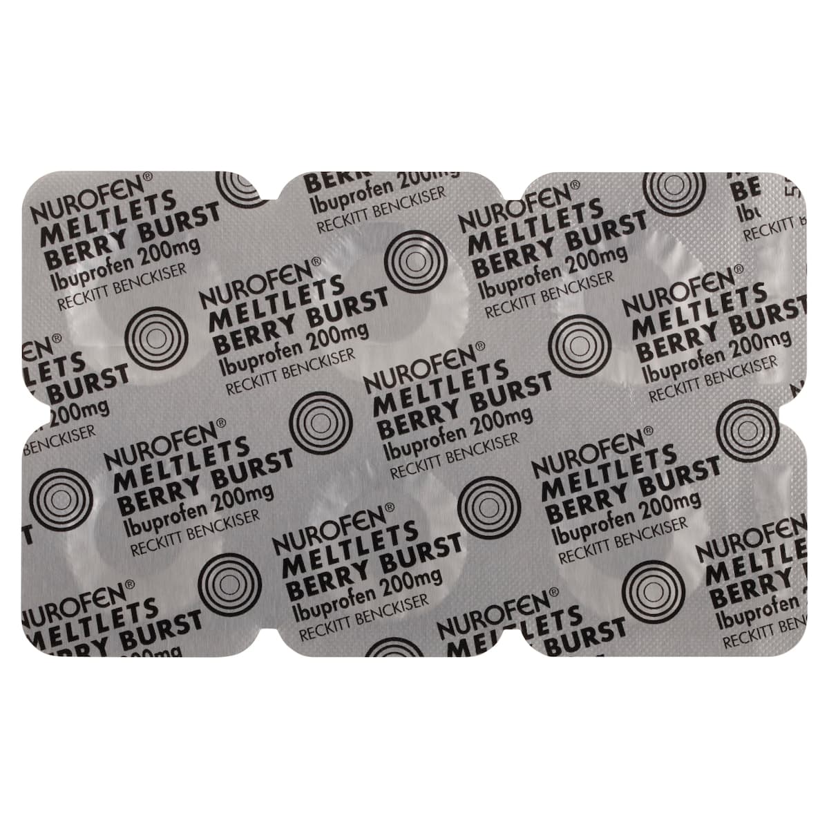 Thumbnail Nurofen Meltlets Ibuprofen Pain Relief Berry Burst 24 Tablets