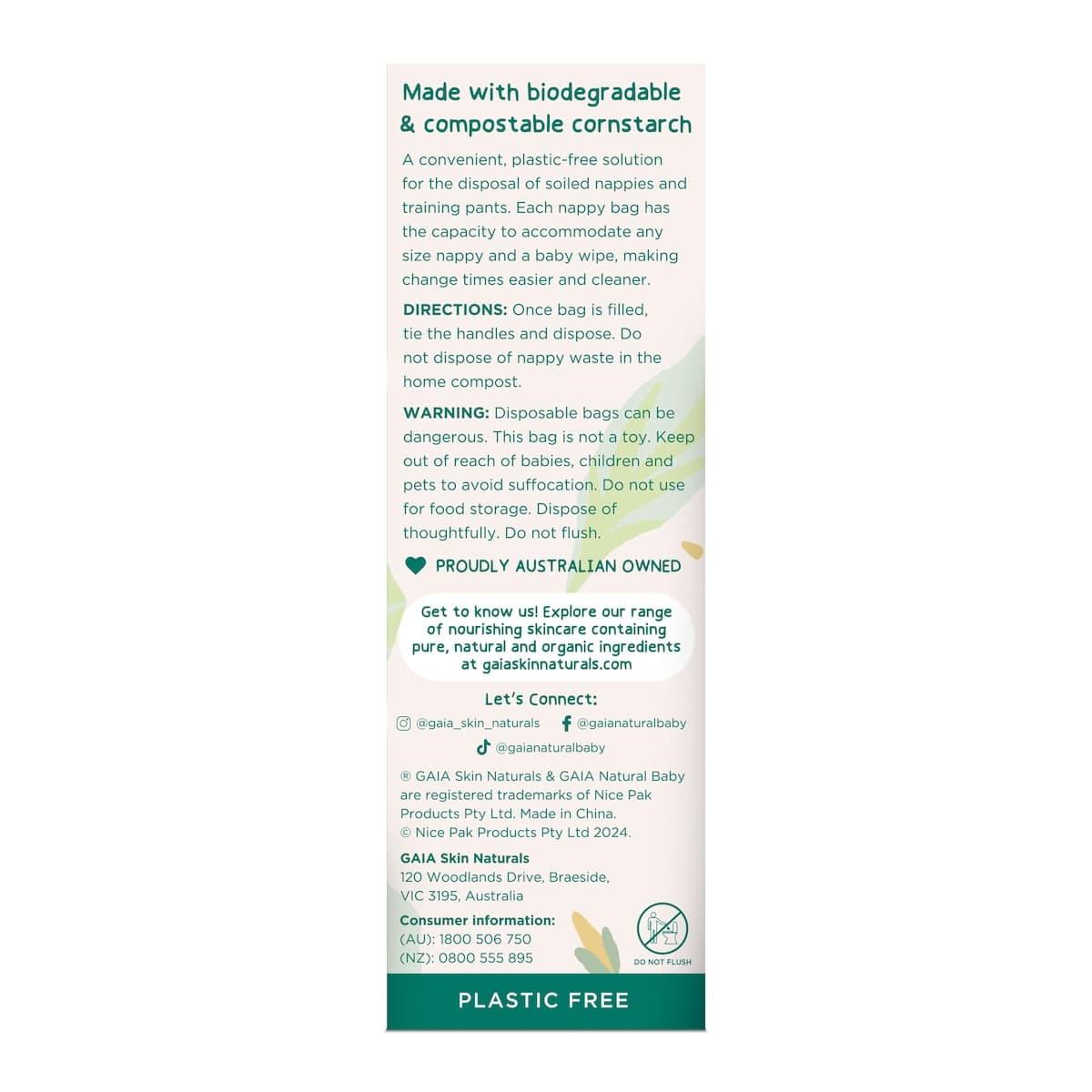 Thumbnail Gaia Natural Baby Biodegradable Nappy Bags 50 Pack