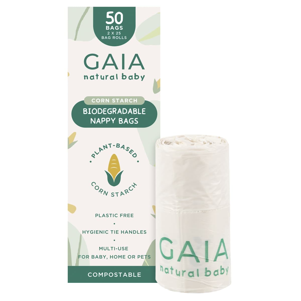 Thumbnail Gaia Natural Baby Biodegradable Nappy Bags 50 Pack
