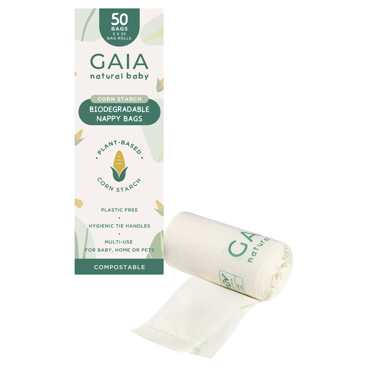 Thumbnail Gaia Natural Baby Biodegradable Nappy Bags 50 Pack