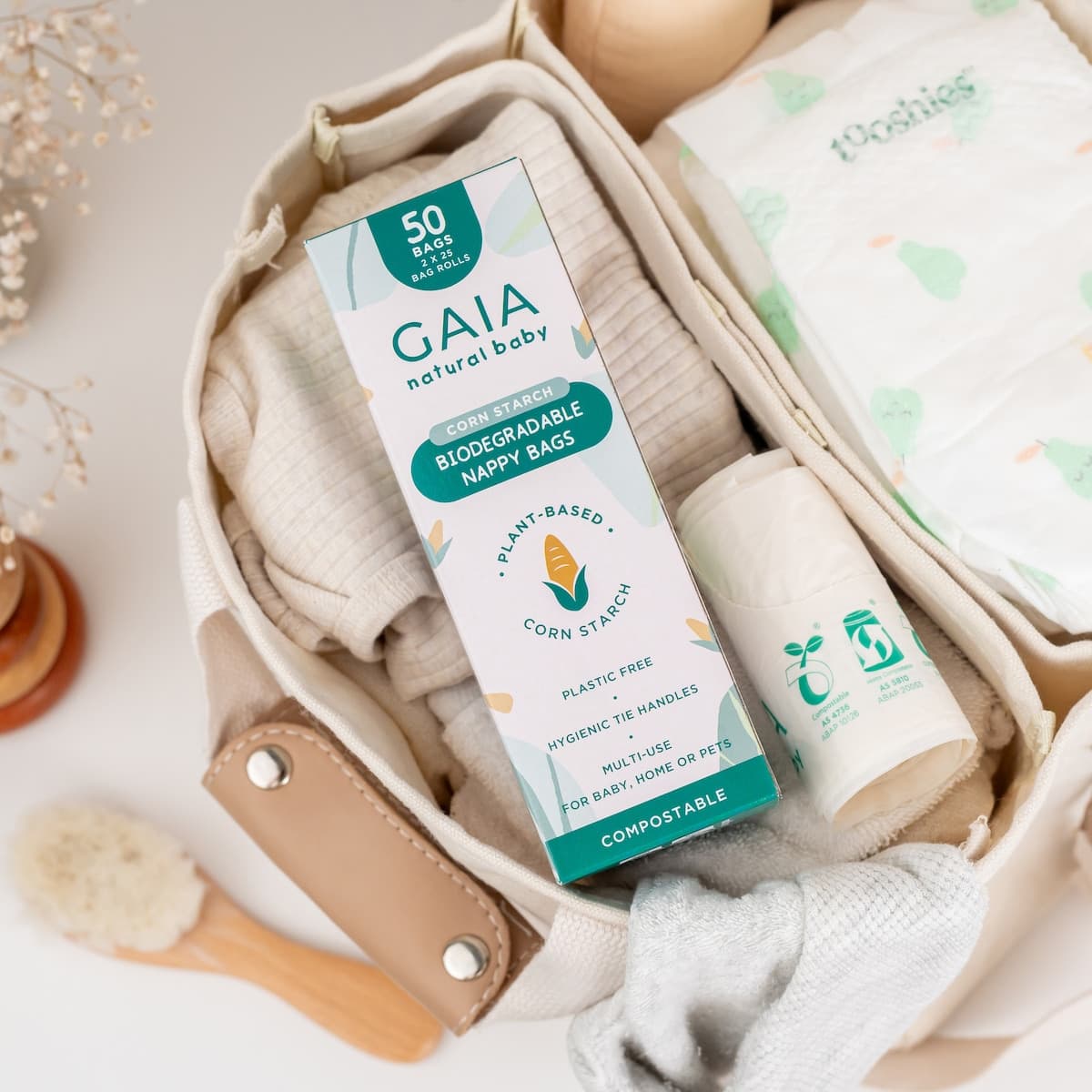 Thumbnail Gaia Natural Baby Biodegradable Nappy Bags 50 Pack