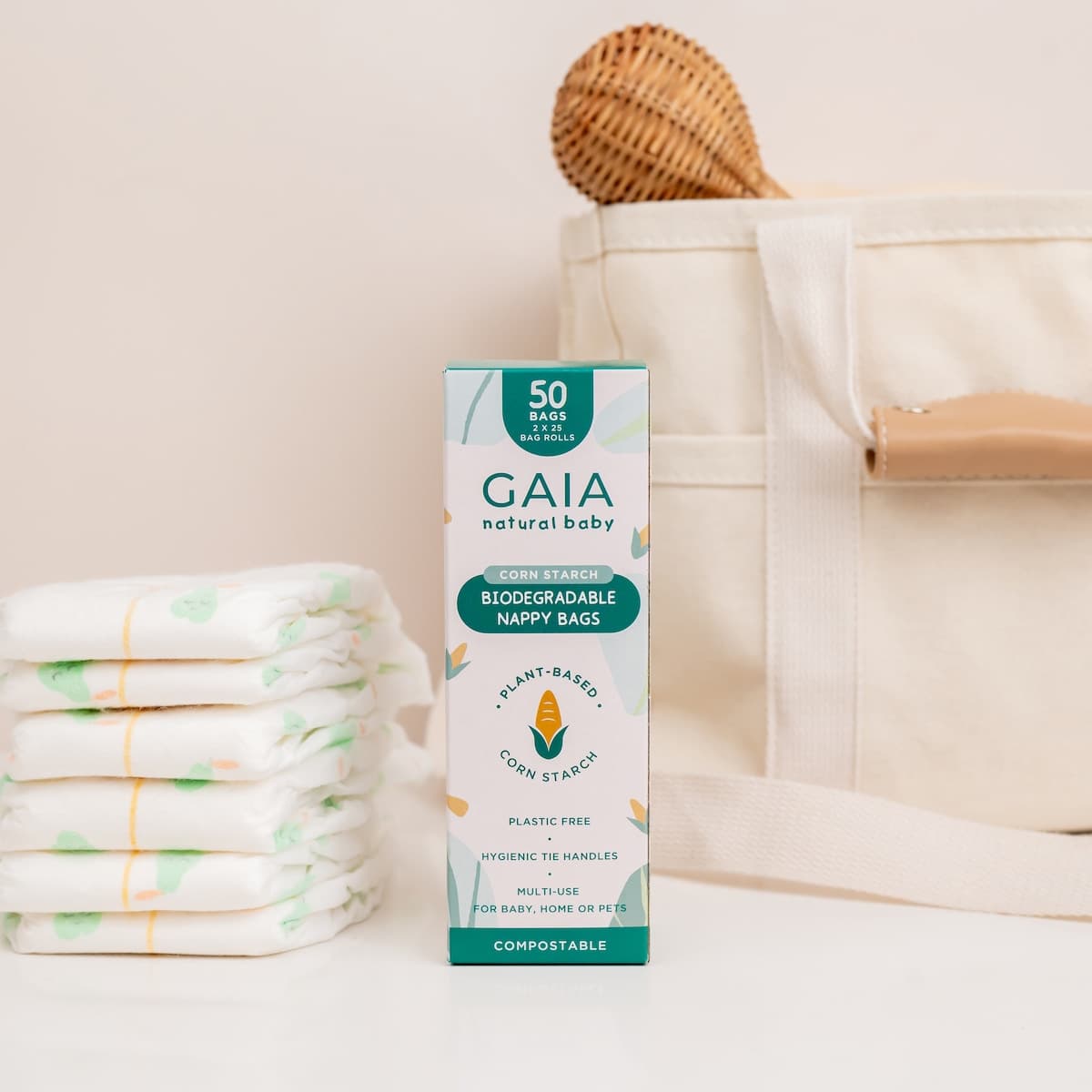 Thumbnail Gaia Natural Baby Biodegradable Nappy Bags 50 Pack