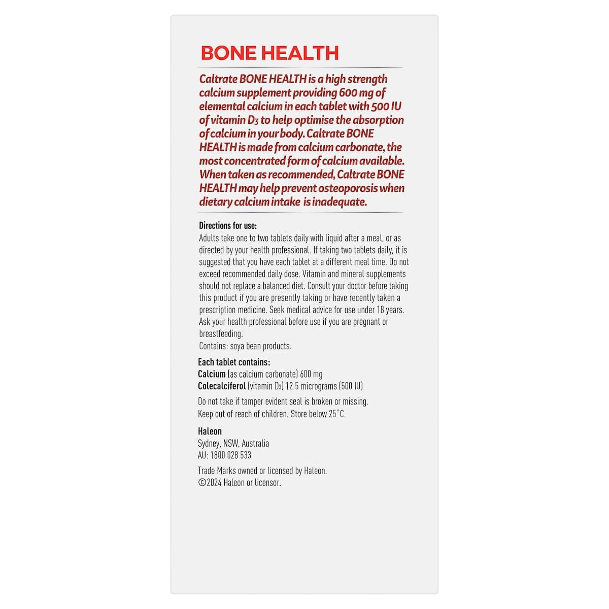Thumbnail Caltrate Bone Health 100 Tablets