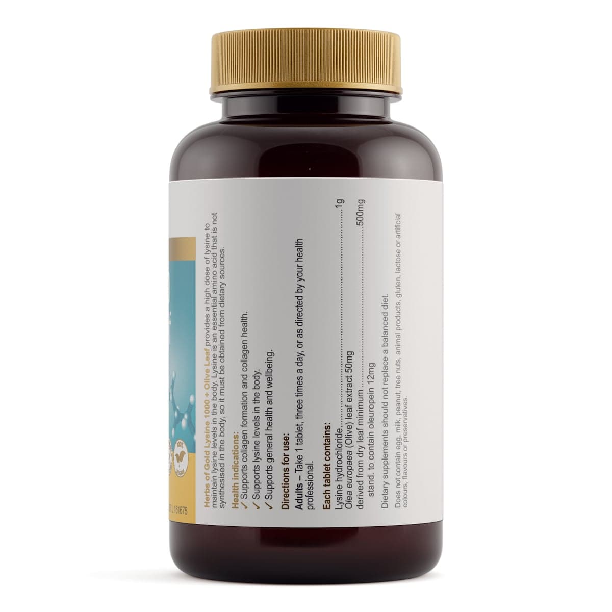 Thumbnail Herbs of Gold Lysine 1000 + Olive Leaf 100 Tablets