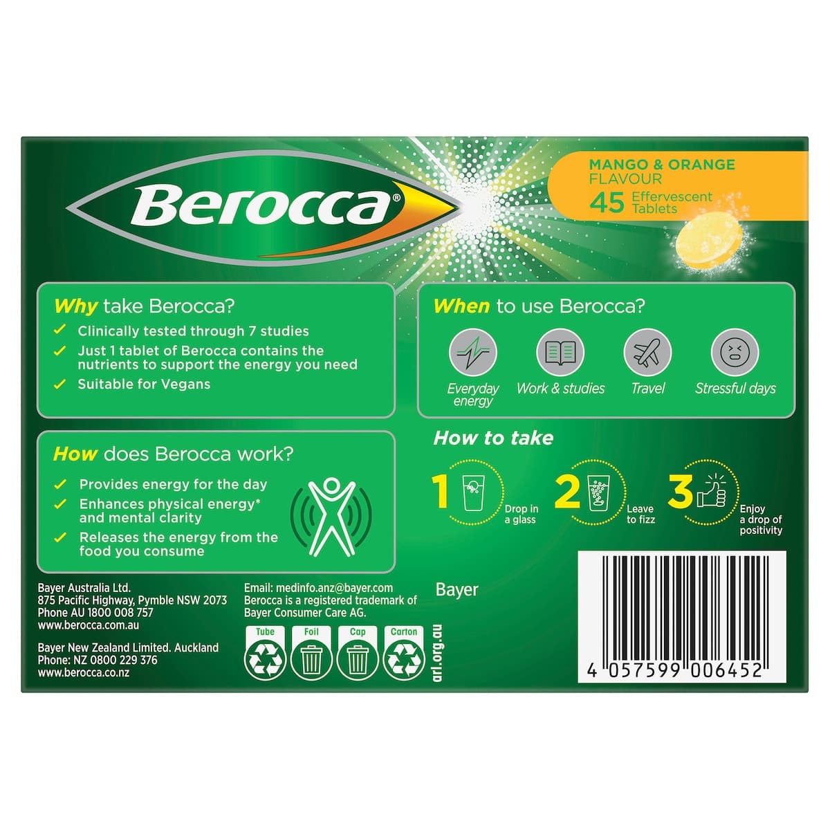 Thumbnail Berocca Energy Mango & Orange 45 Effervescent Tablets