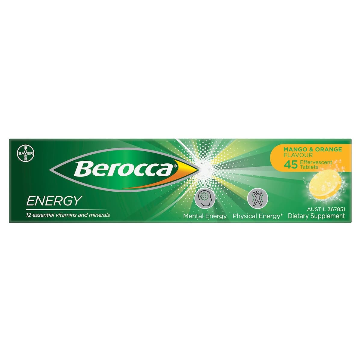 Thumbnail Berocca Energy Mango & Orange 45 Effervescent Tablets