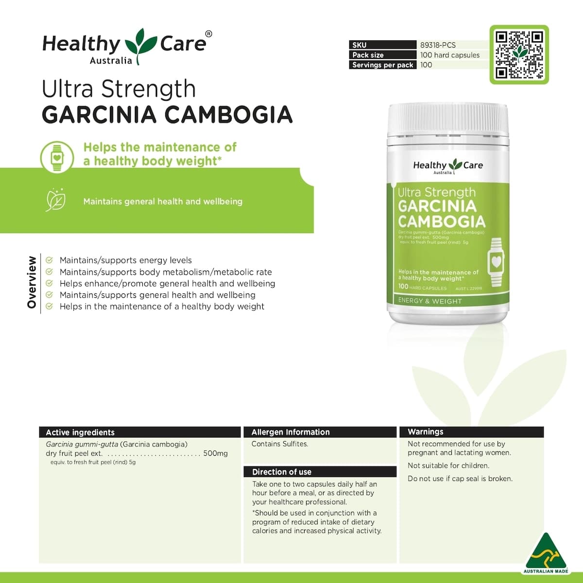 Thumbnail Healthy Care Ultra Strength Garcinia Cambogia 100 Capsules