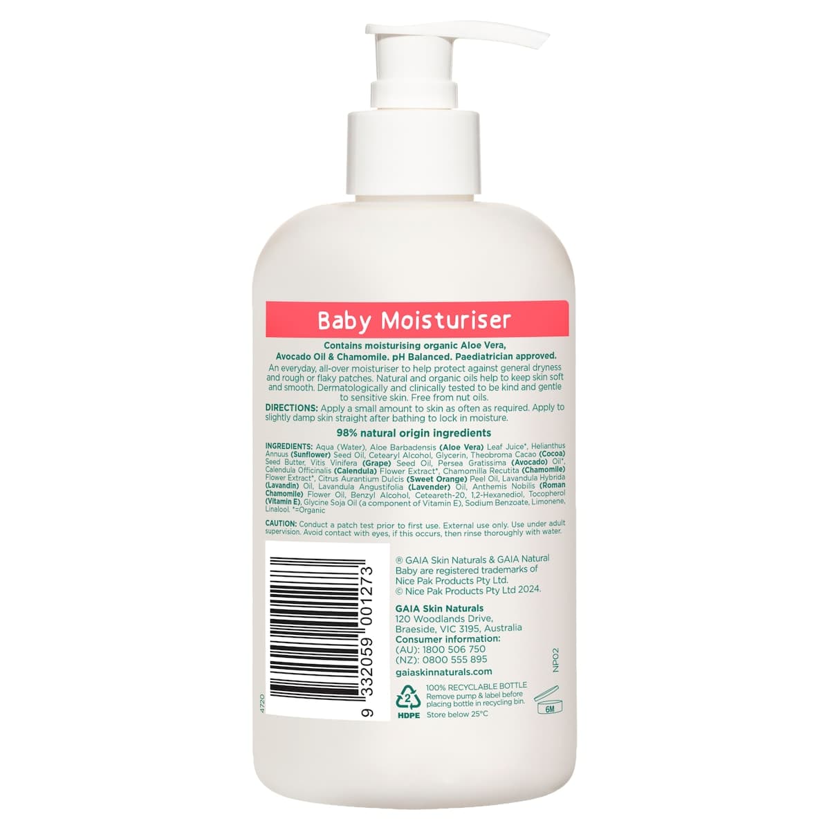 Thumbnail Gaia Natural Baby Moisturiser 500ml