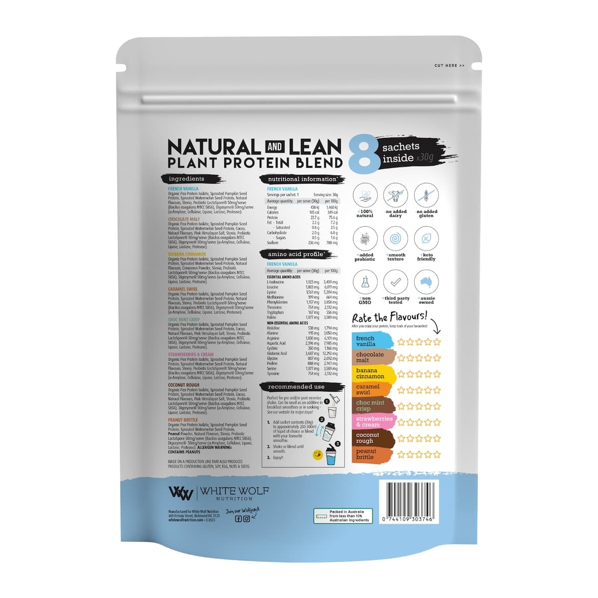 Thumbnail White Wolf Nutrition Natural+Lean Blend Sampler 8 X 30g