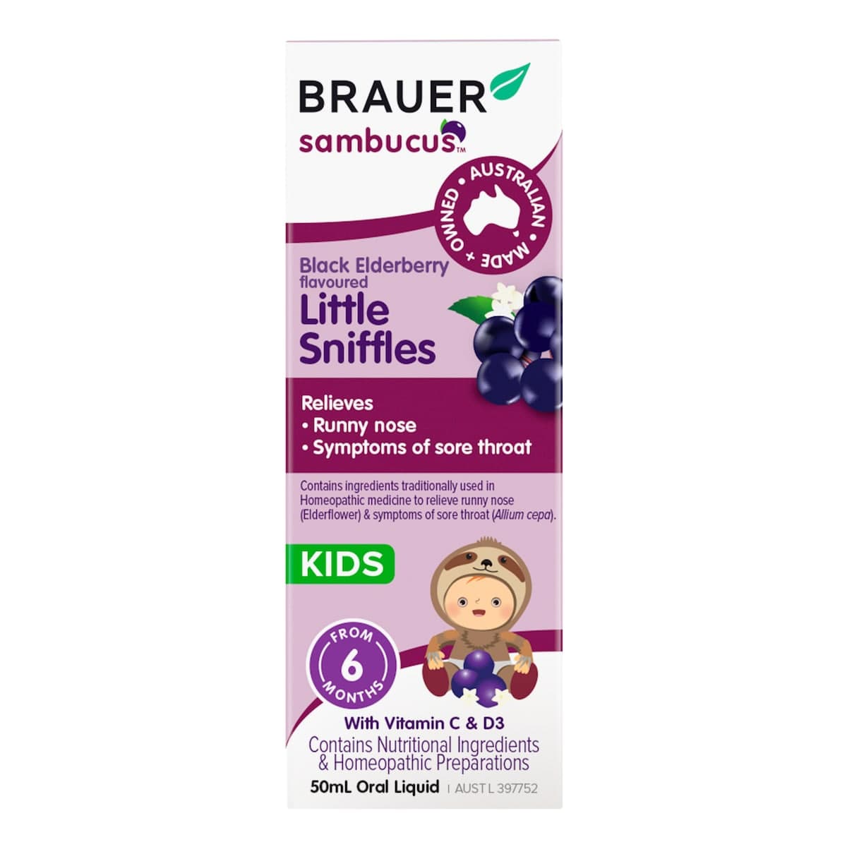 Thumbnail Brauer Sambucus Black Elderberry Kids Little Sniffles 50ml