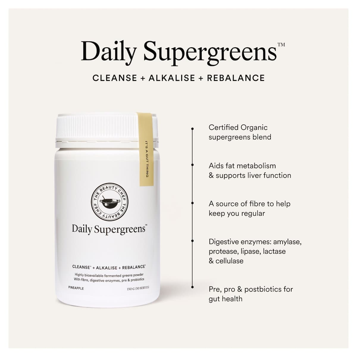 Thumbnail The Beauty Chef Daily Supergreens Inner Beauty Support Pineapple 150g