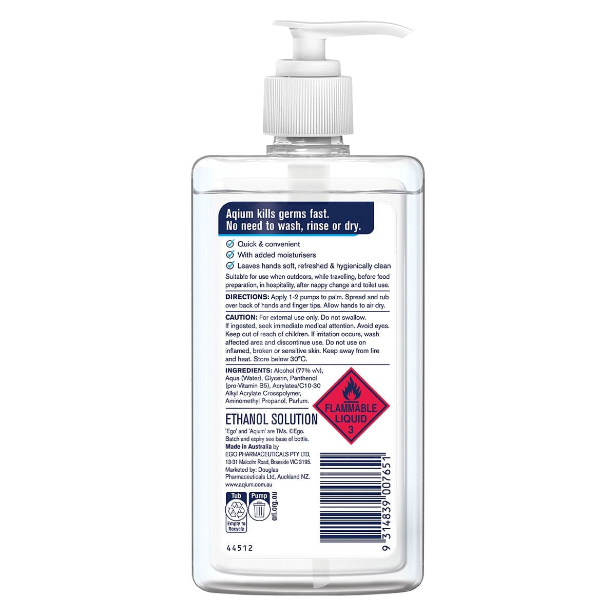 Thumbnail Ego Aqium Antibacterial Hand Sanitiser 375ml