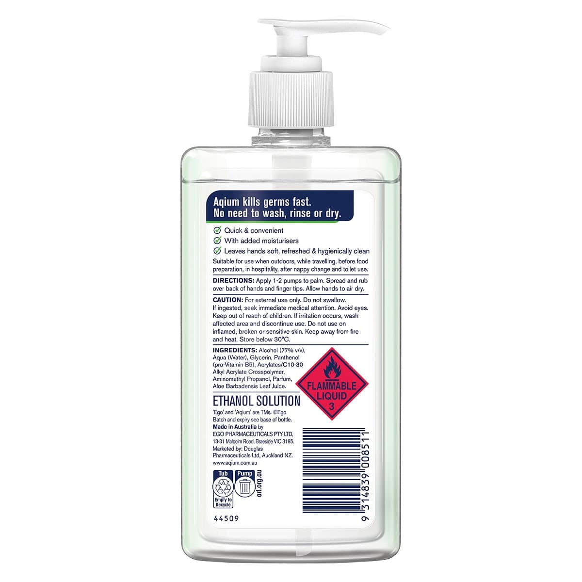 Thumbnail Ego Aqium Antibacterial Hand Sanitiser with Aloe 375ml