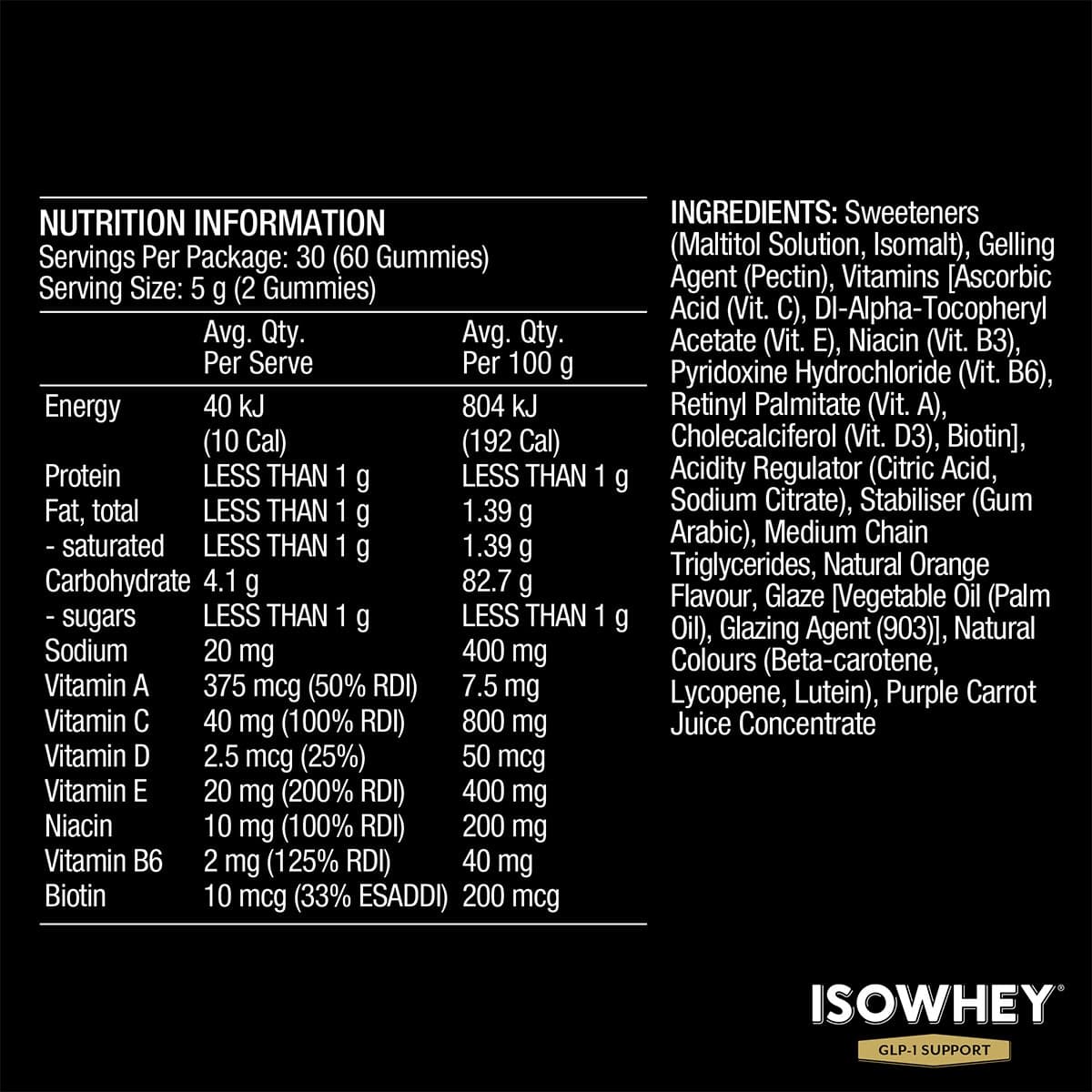 Thumbnail Isowhey GLP-1 Energy Multi Gummies 60 Pack