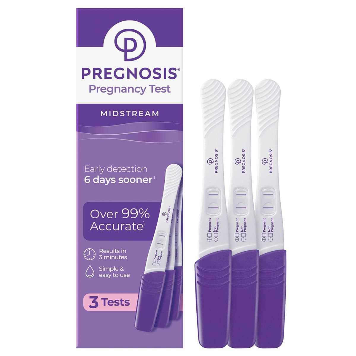 Thumbnail Pregnosis Midstream Early Detection Pregnancy Test 3 Pack