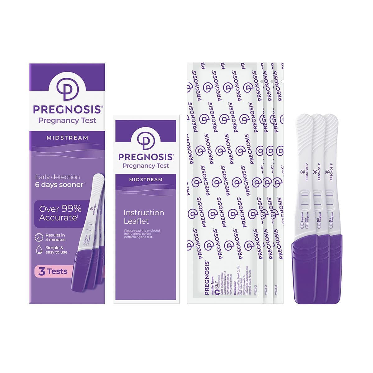 Thumbnail Pregnosis Midstream Early Detection Pregnancy Test 3 Pack