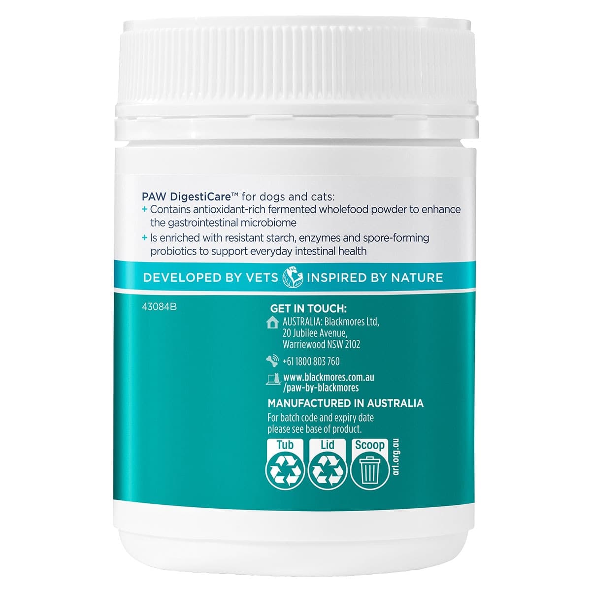 Thumbnail Blackmores PAW Digesticare Probiotic Powder for Dogs and Cats 143g