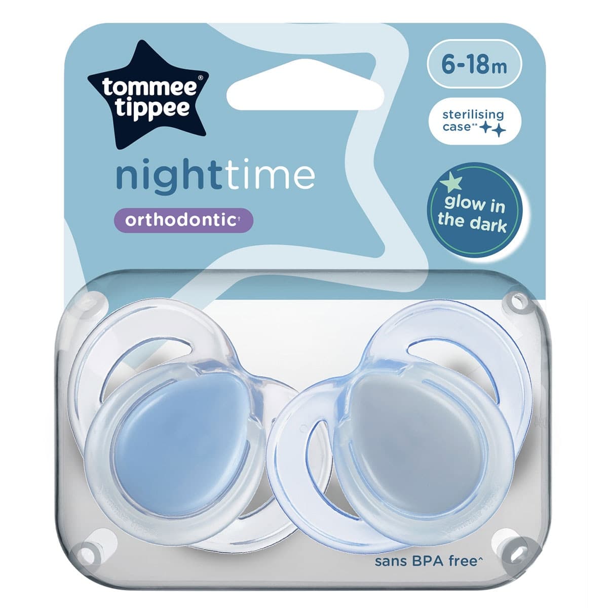 Thumbnail Tommee Tippee Night Time Soothers 6-18 Months 2 Pack Assorted Colours