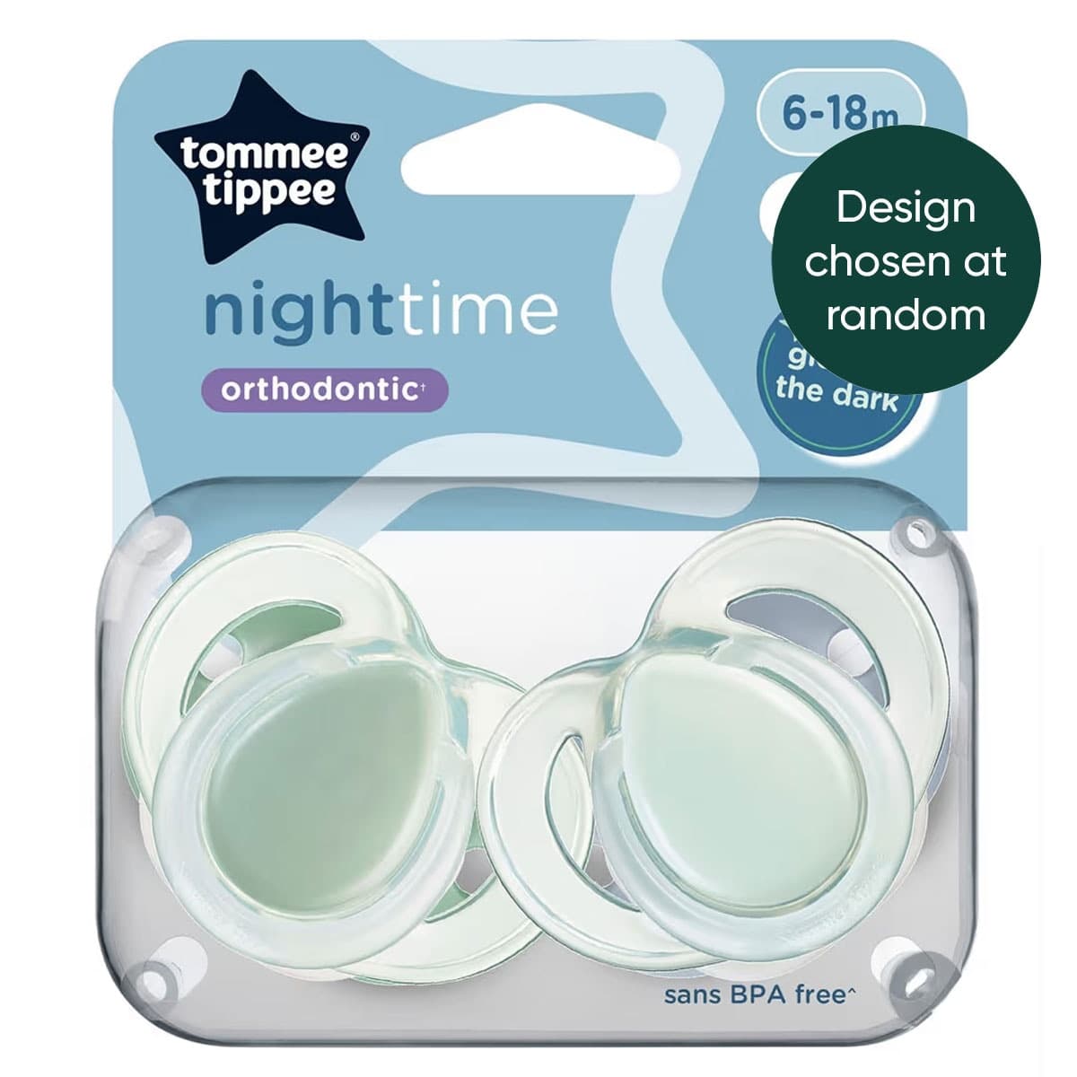 Thumbnail Tommee Tippee Night Time Soothers 6-18 Months 2 Pack Assorted Colours