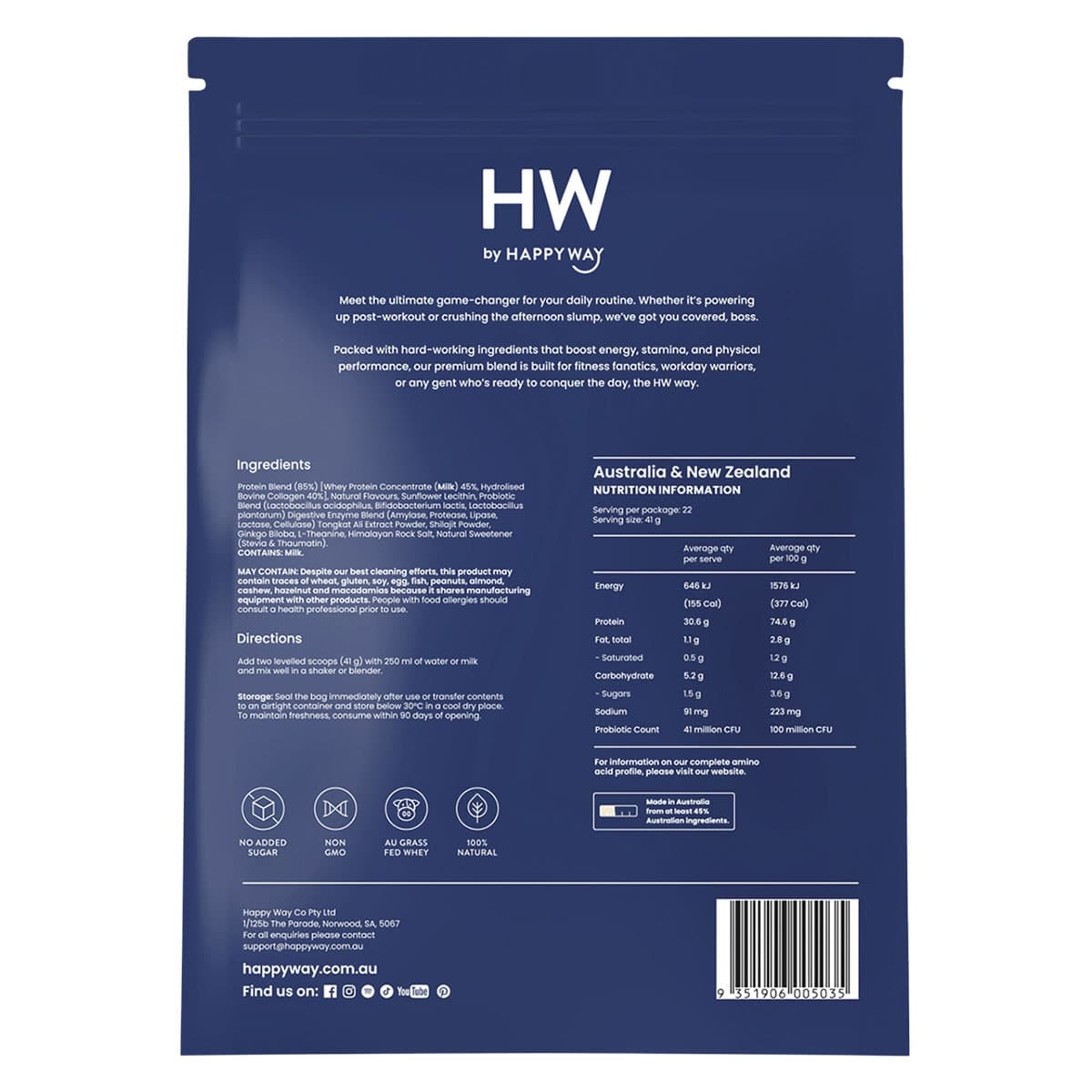Thumbnail Happy Way Men's Whey Protein Powder Vanilla 900g