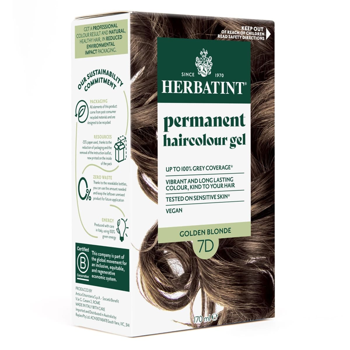 Thumbnail Herbatint Permanent Hair Colour Gel 7D Golden Blonde 170ml