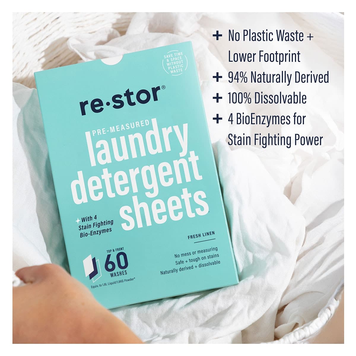 Thumbnail Restor Laundry Detergent Sheets Fresh Linen 60 Pack