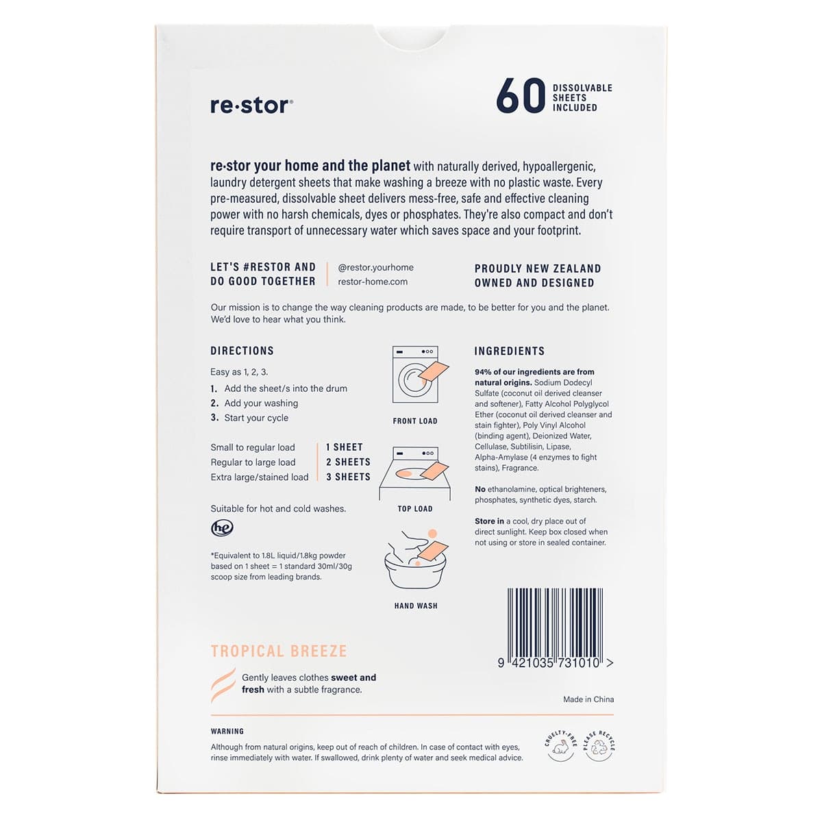 Thumbnail Restor Laundry Detergent Sheets Tropical Breeze 60 Pack