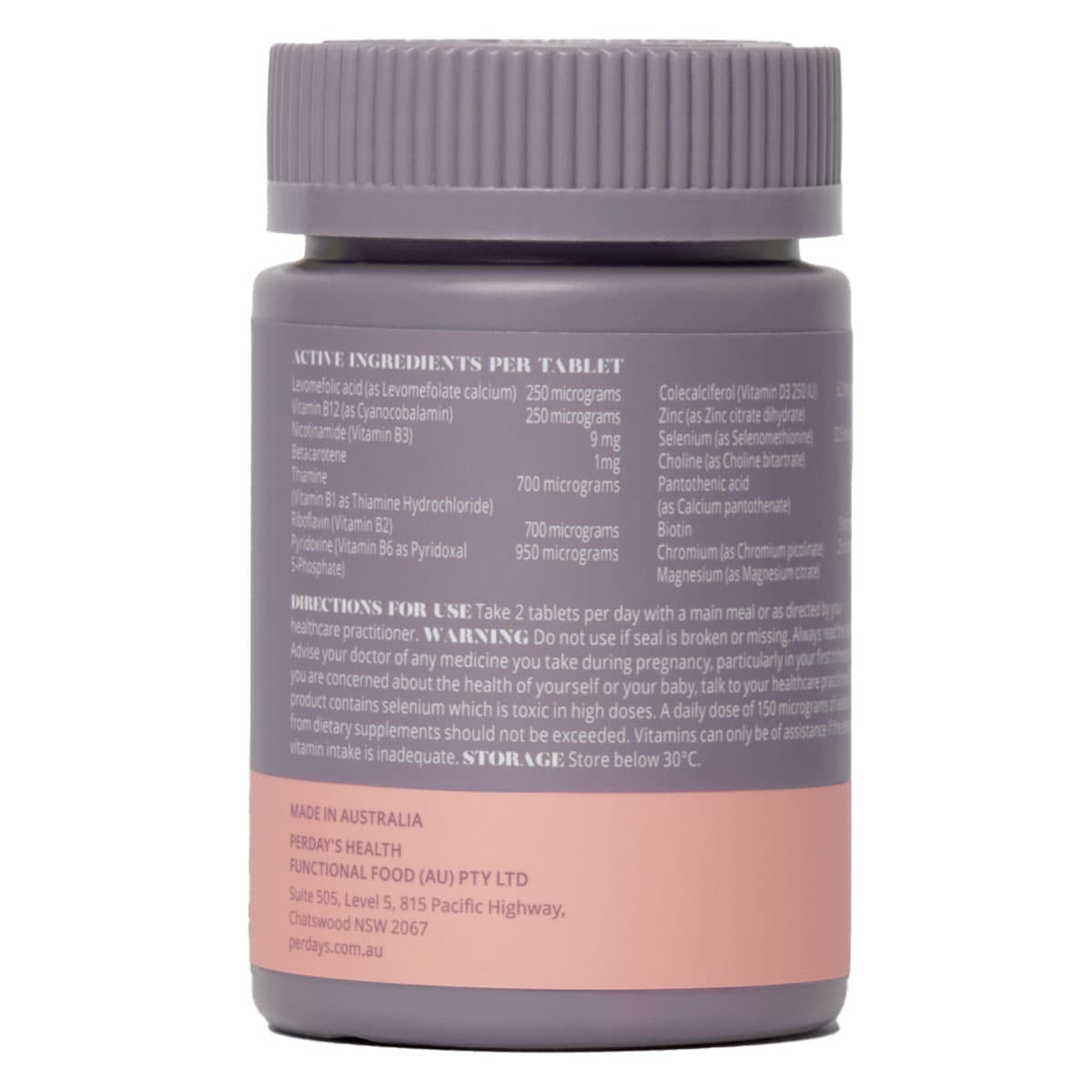 Thumbnail Perdays Bump To Breast Prenatal Multivitamins 60 Tablets