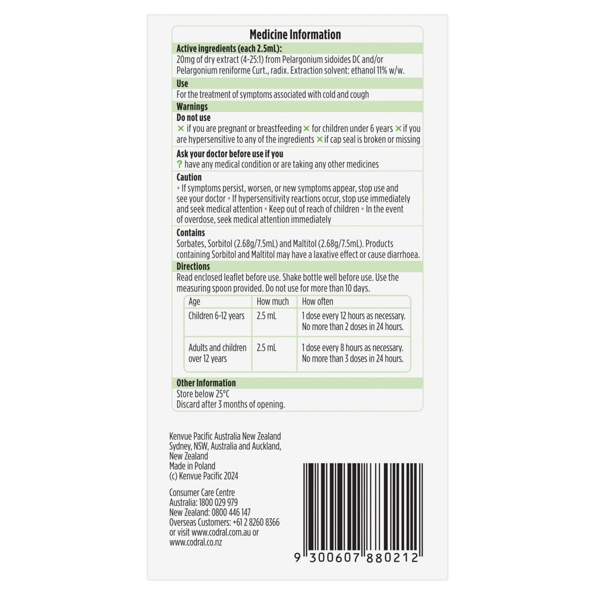Thumbnail Codral Cold & Cough Pelargonium Root Liquid 100ml