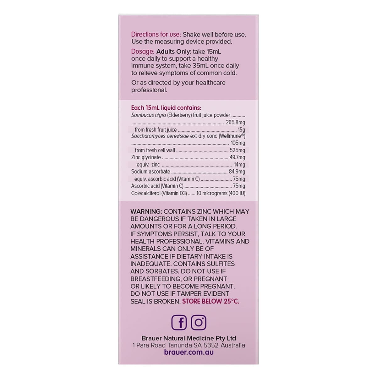 Thumbnail Brauer Sambucus Black Elderberry Adult Immune Forte Liquid 200ml