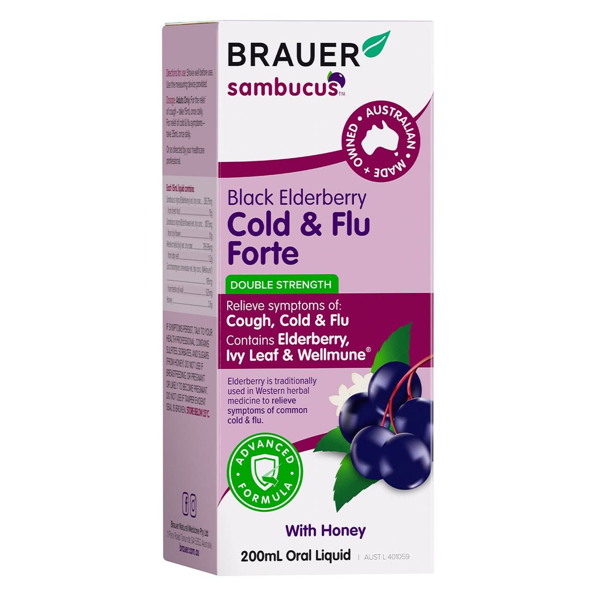 Thumbnail Brauer Sambucus Black Elderberry Cold & Flu Forte for Adults 200ml