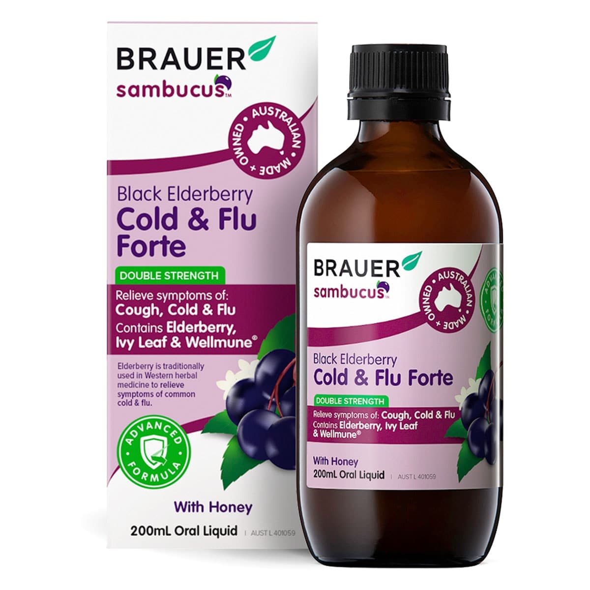 Thumbnail Brauer Sambucus Black Elderberry Cold & Flu Forte for Adults 200ml