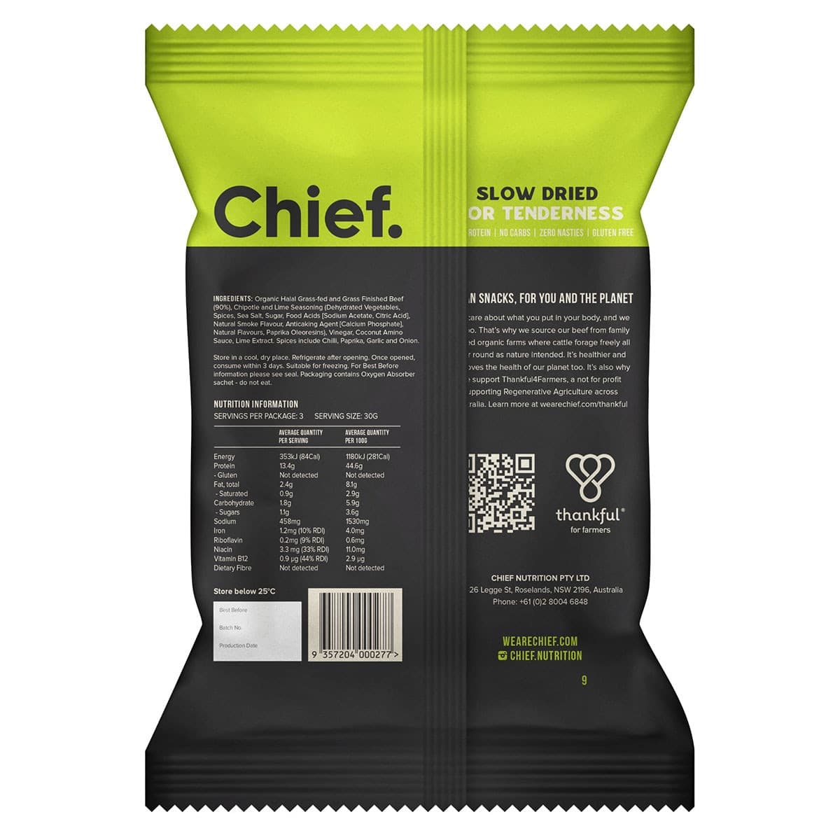 Thumbnail Chief NutritionChipotle & Lime Biltong Bag 90g