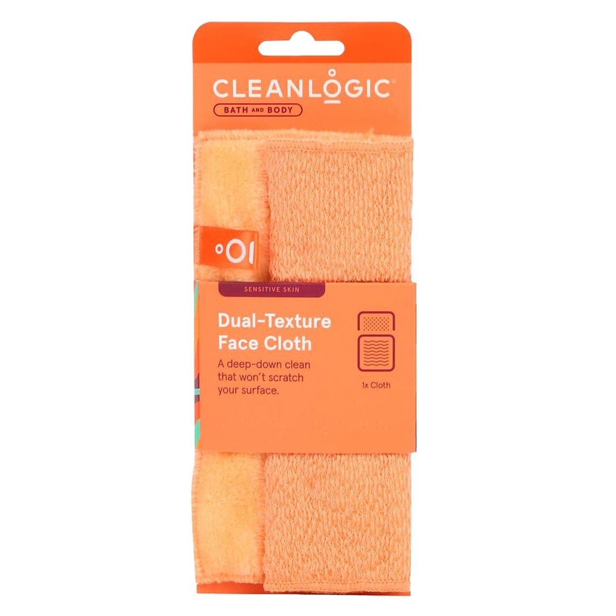 Thumbnail Cleanlogic Sensitive Skin Dual-Texture Face Cloth 1 Pack Assorted Colours