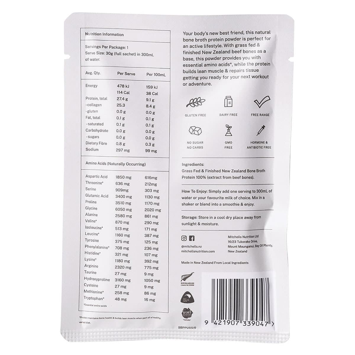 Thumbnail Mitchells Nutrition Bone Broth Protein Powder Unflavoured 30g