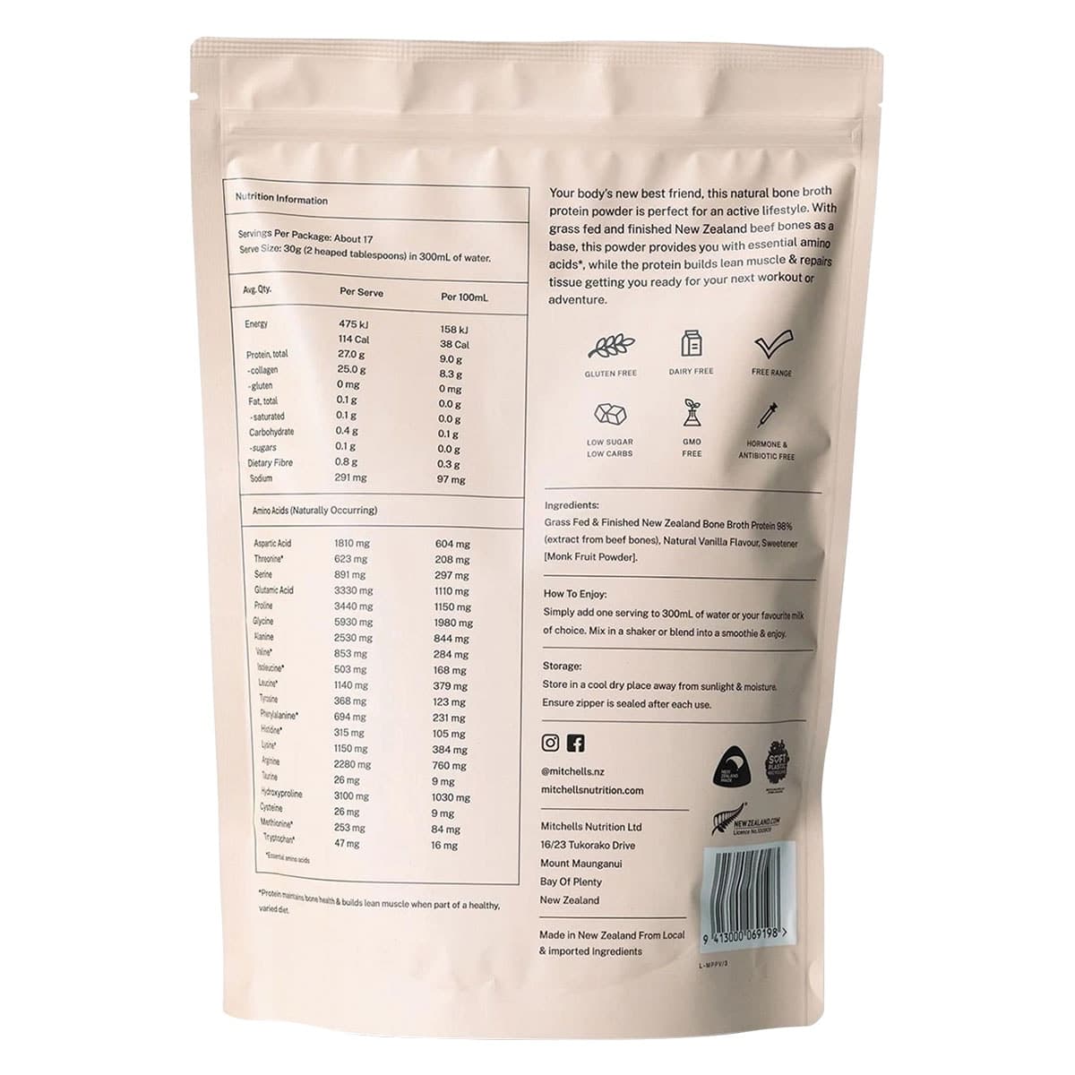 Thumbnail Mitchells Nutrition Bone Broth Protein Powder Vanilla 500g