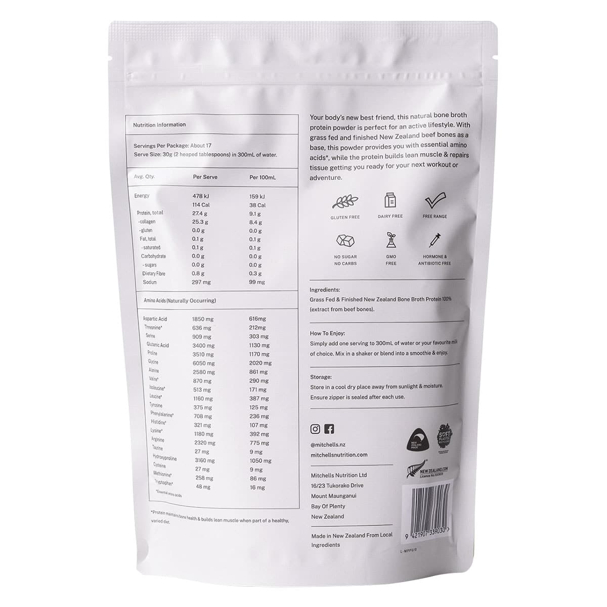 Thumbnail Mitchells Nutrition Bone Broth Protein Powder Unflavoured 500g