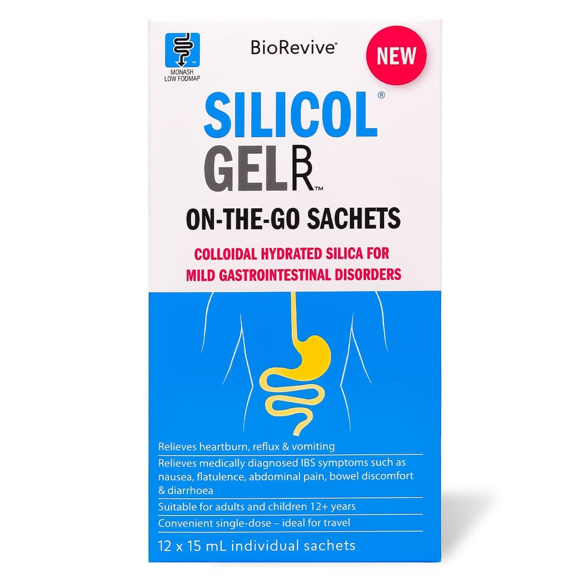 Thumbnail BioRevive SilicolGel IBS and Heartburn Relief Sachets 12 Pack