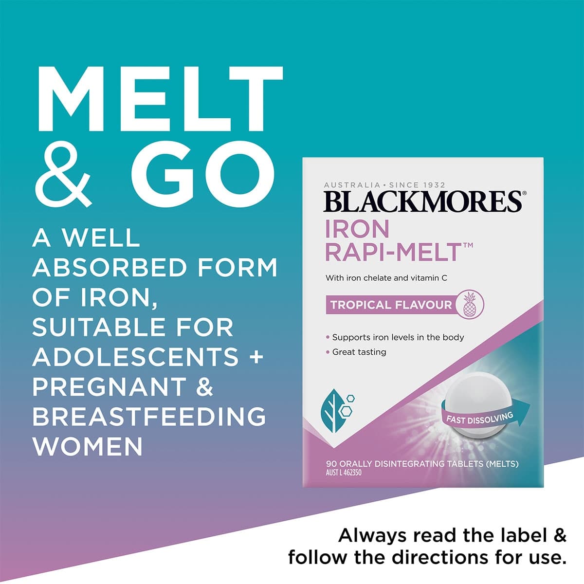 Thumbnail Blackmores Iron Rapi-Melt Tropical 90 Tablets