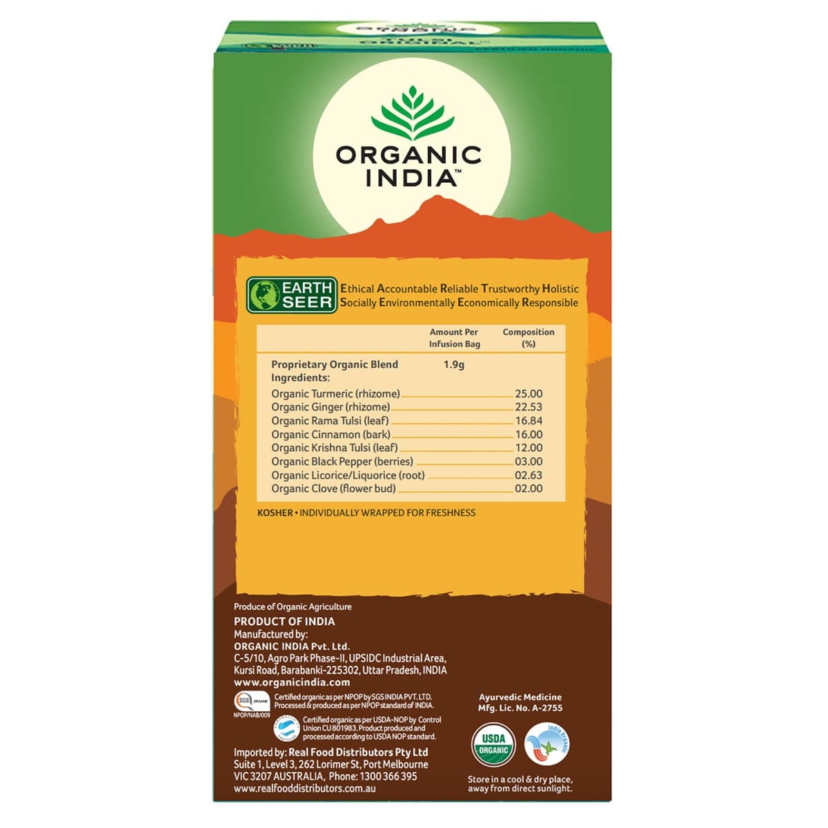 Thumbnail Organic India Tulsi Turmeric Ginger Tea Bags 25 Pack