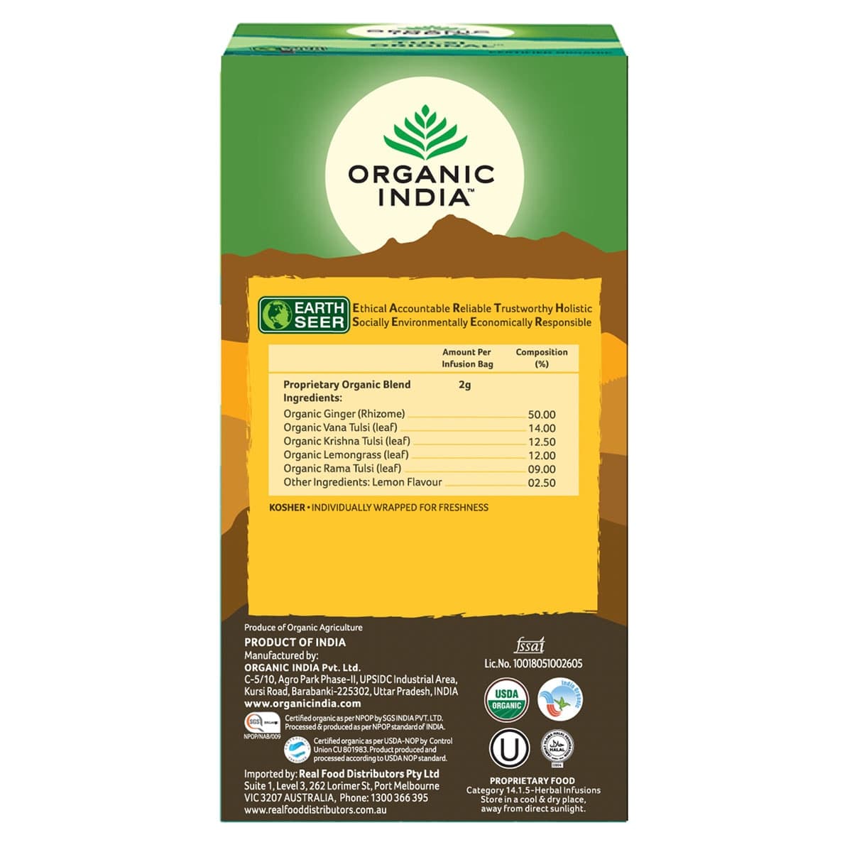 Thumbnail Organic India Tulsi Lemon Ginger Tea Bags 25 Pack