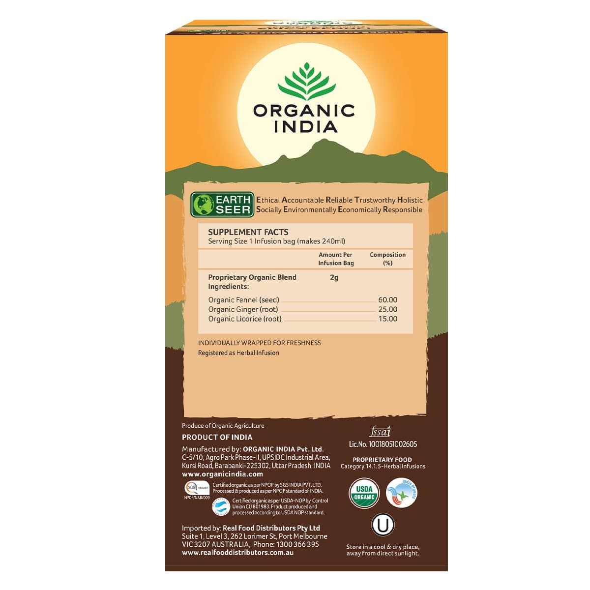Thumbnail Organic India Spicy Fennel Tea Bags 25 Pack