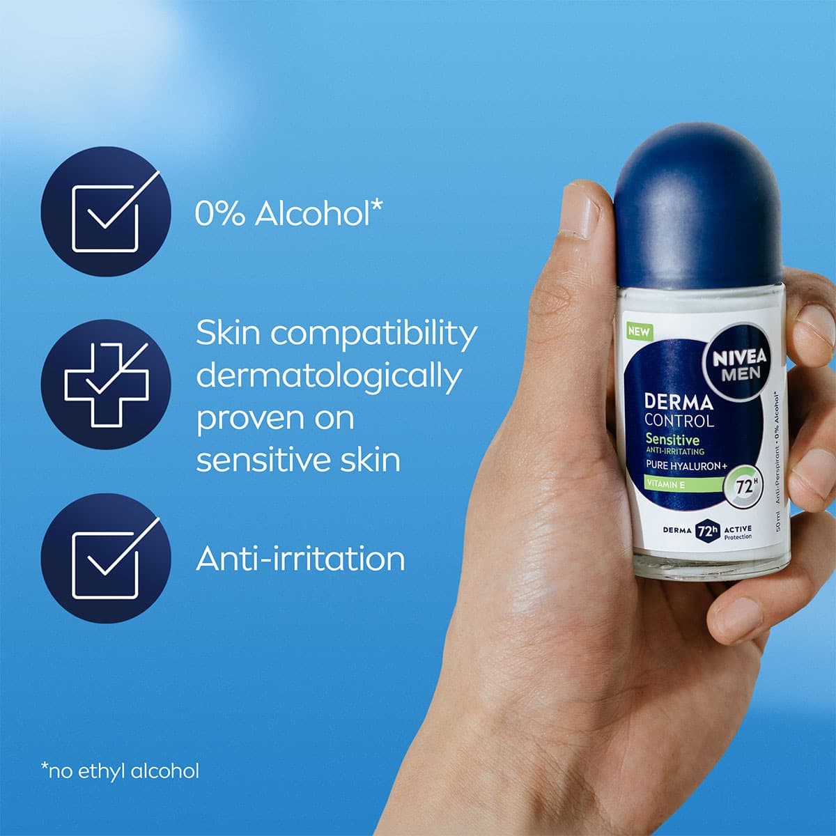 Thumbnail Nivea Men Derma Control Sensitive Antiperspirant Roll-On 50ml