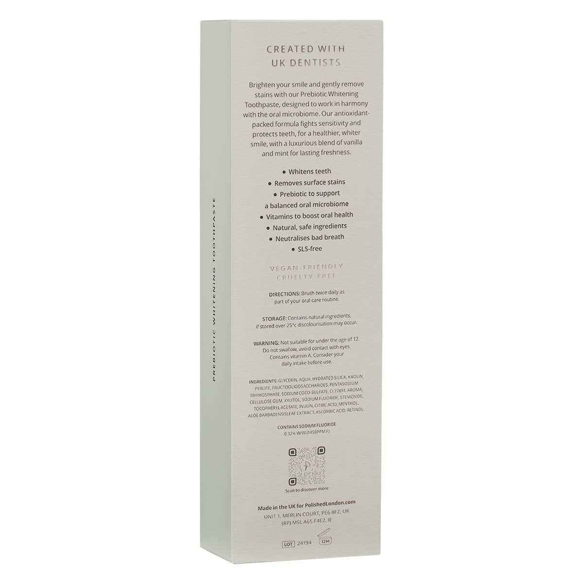 Thumbnail Polished London Prebiotic Whitening Toothpaste Vanilla Swirl & Mint 75ml